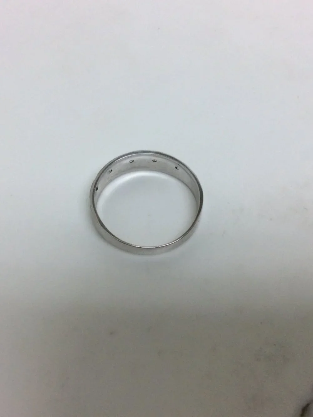 18K White Real Solid Gold Diamond Lady Ring Band Size 8.50    2.90gr
